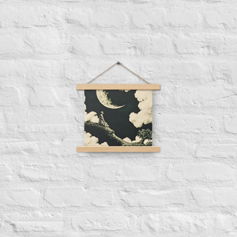 Whispers of the Moon | Poster With Oak Wood Hanger | 10″×10″
