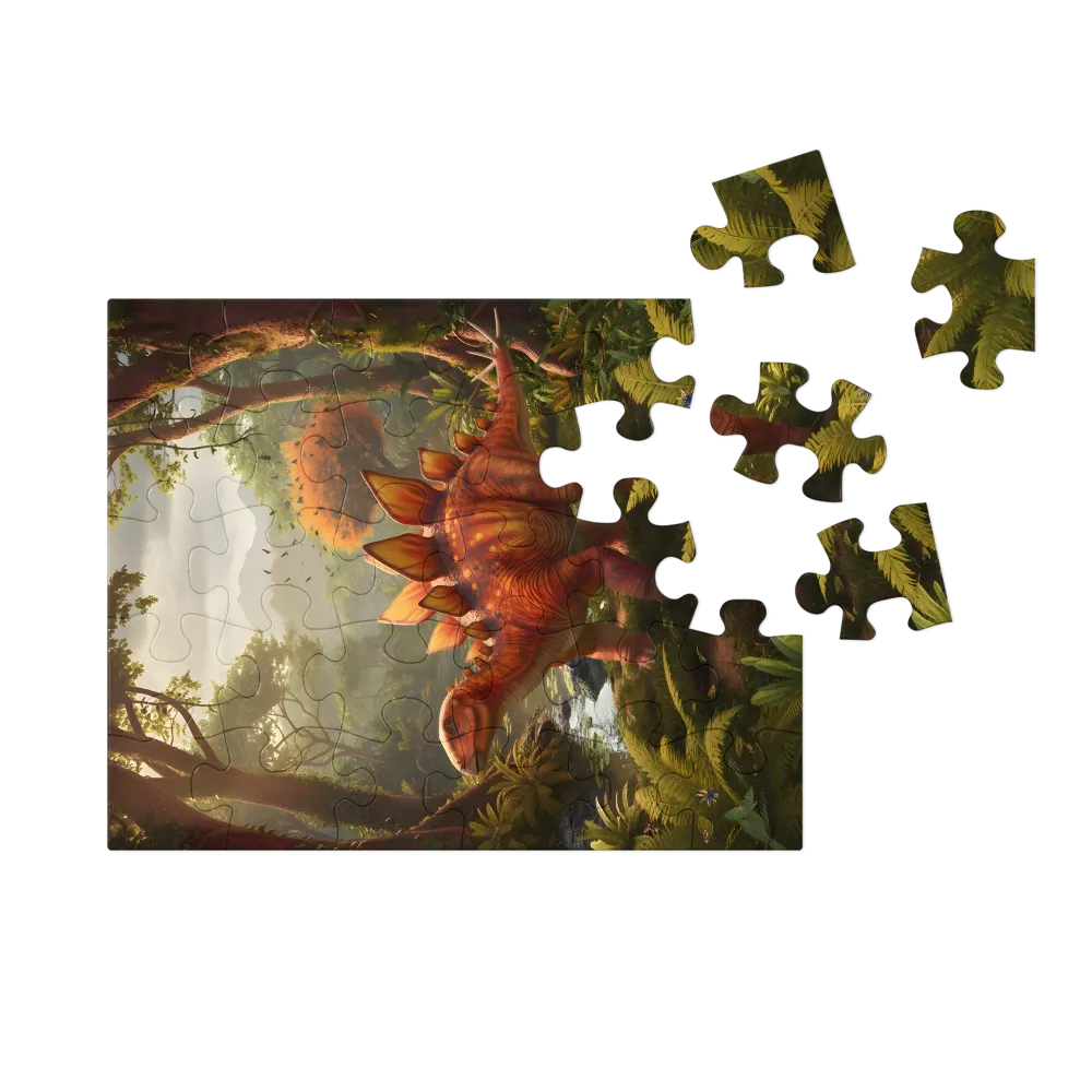 Stegosaurus in the Jungle 
 Jigsaw Puzzle in Tin Box