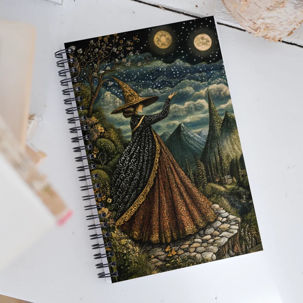 Embrace of the Celestial Witch | Spiral Notebook