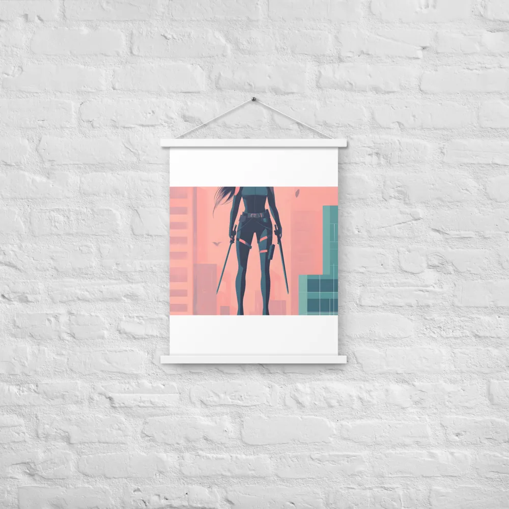 Urban Sentinel: A Warrior's Stand | Poster With White Wood Hanger | 18″×24″
