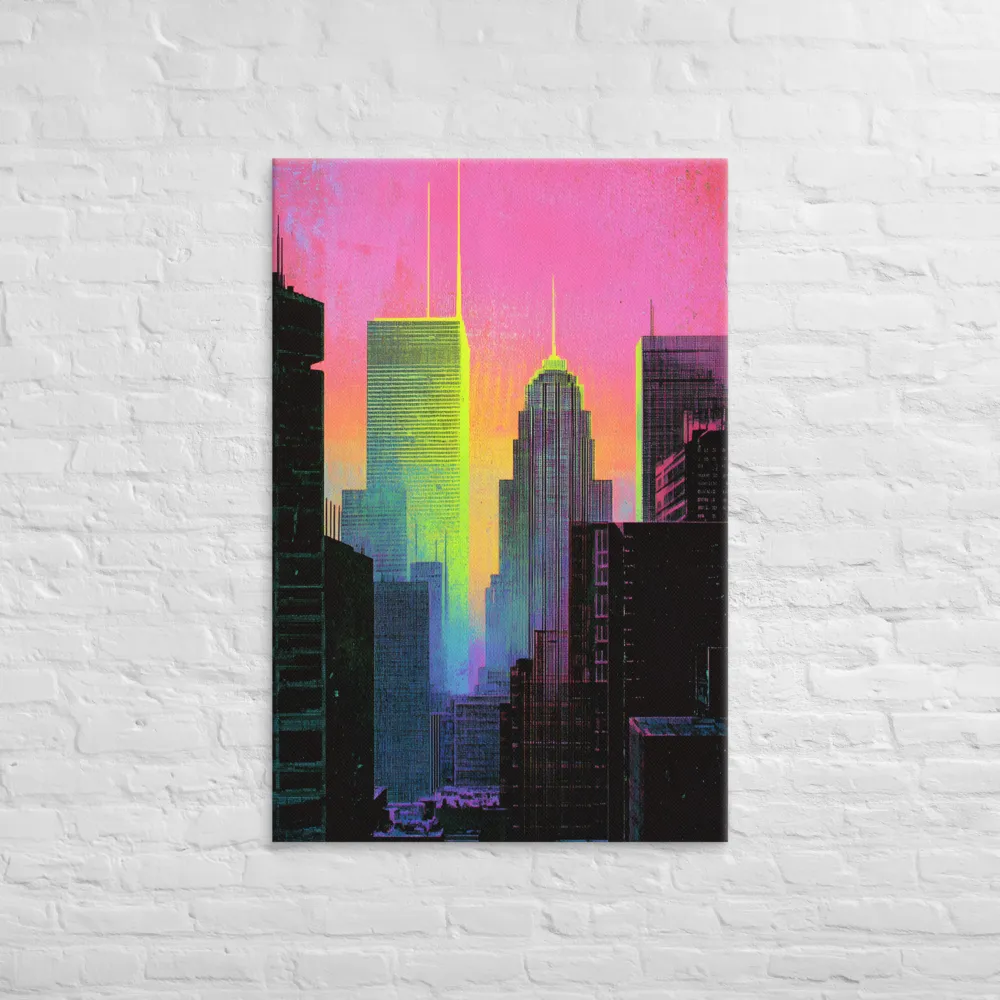 Neon Dreamscape: A Synthwave City | Canvas | 32″×48″