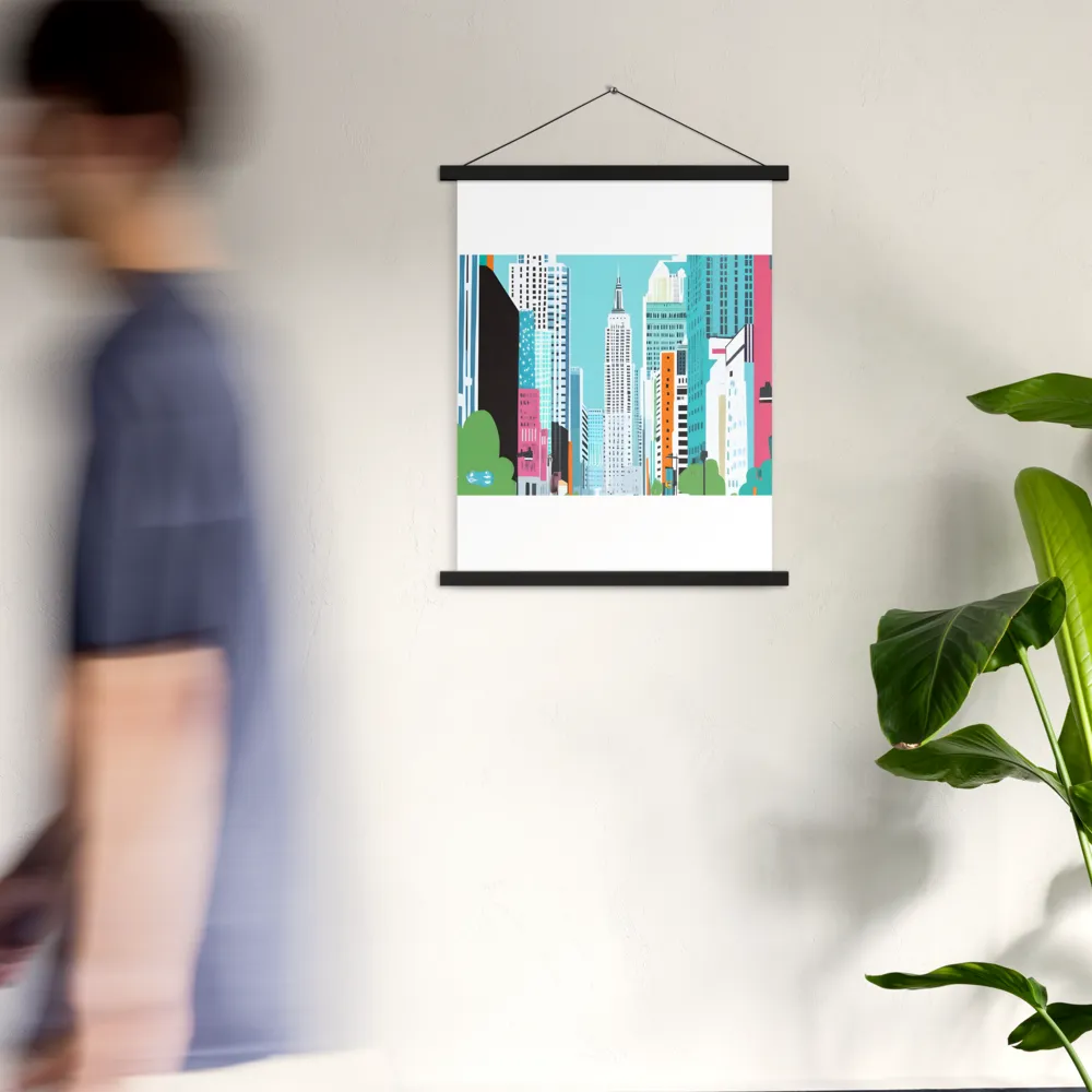 Urban Symphony: A Modern Cityscape | Poster With Black Wood Hanger | 18″×24″