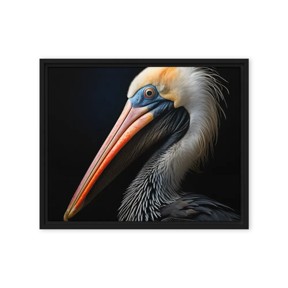 Majestic Portrait of a Pelican | Canvas with Black Frame | 16″×20″