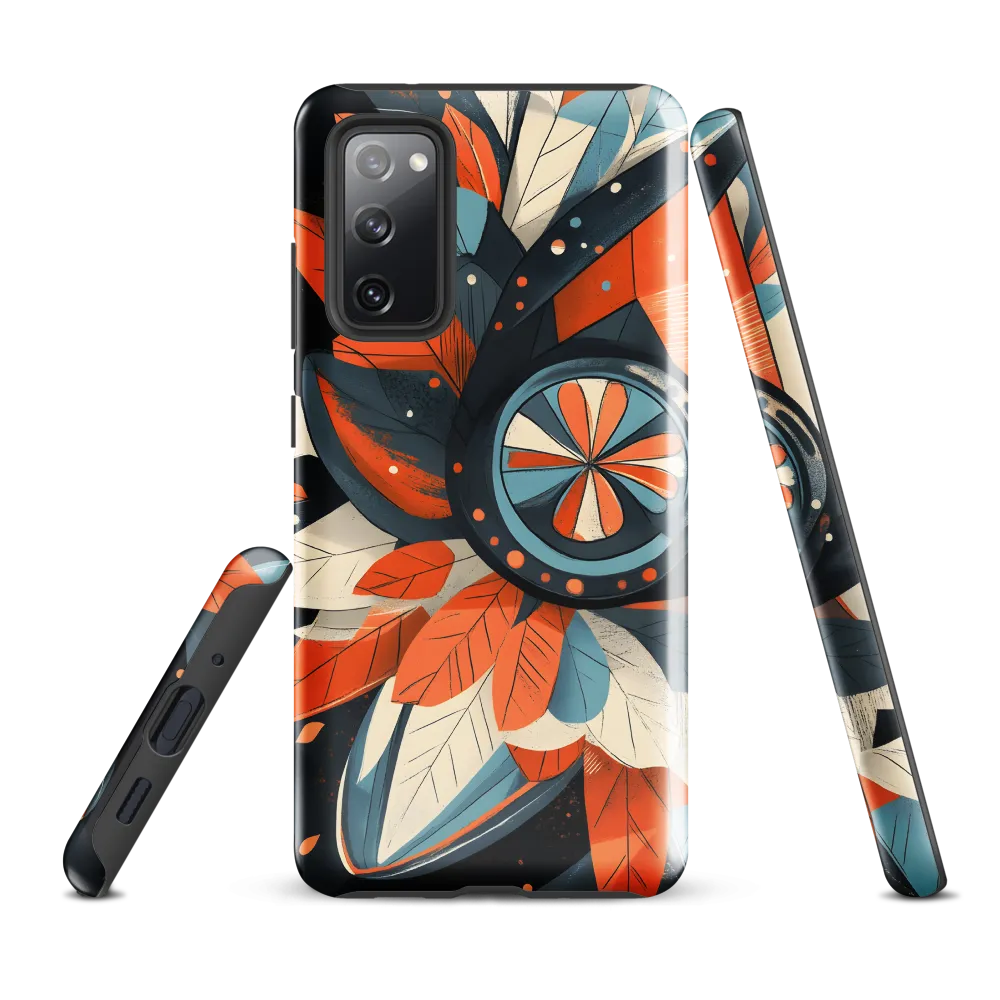 Floral Symphony in Orange and Teal | Phone Case |  S20 FE | Tough Case | Glossy