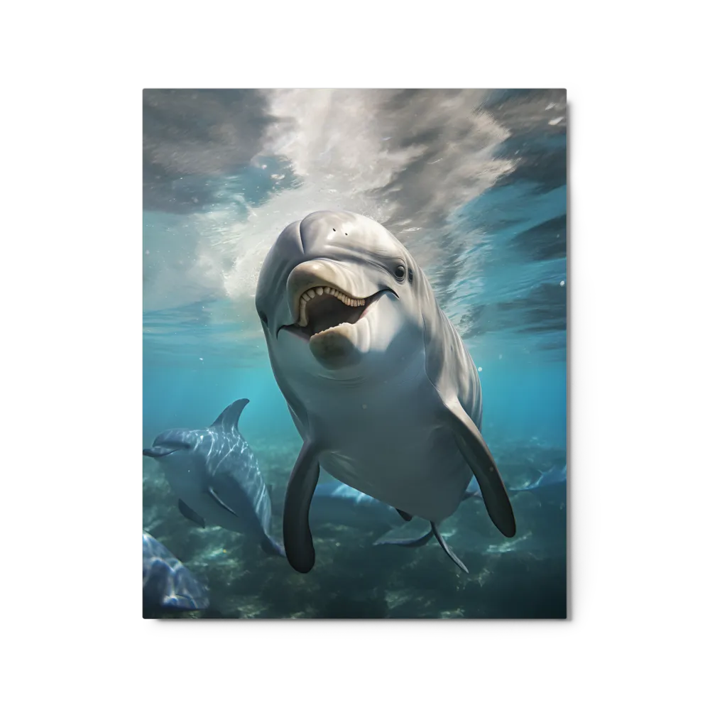 Beneath the Waves: A Dolphin's Dance | Metal Print | 16″×20″