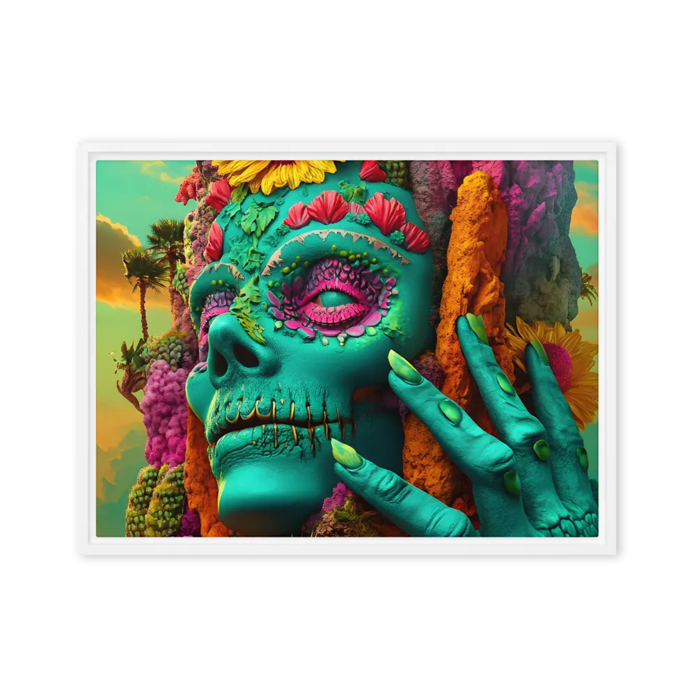 Ethereal Skull Garden | Canvas with White Frame | 18″×24″