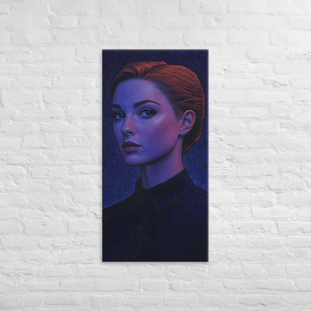 Ethereal Portrait in Blue and Red | Canvas | 24″×48″