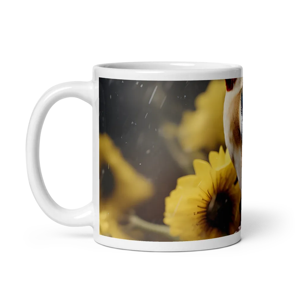 Harmony in Nature: A Goldfinch Amidst Blooms | Mug with White inside | 11 oz