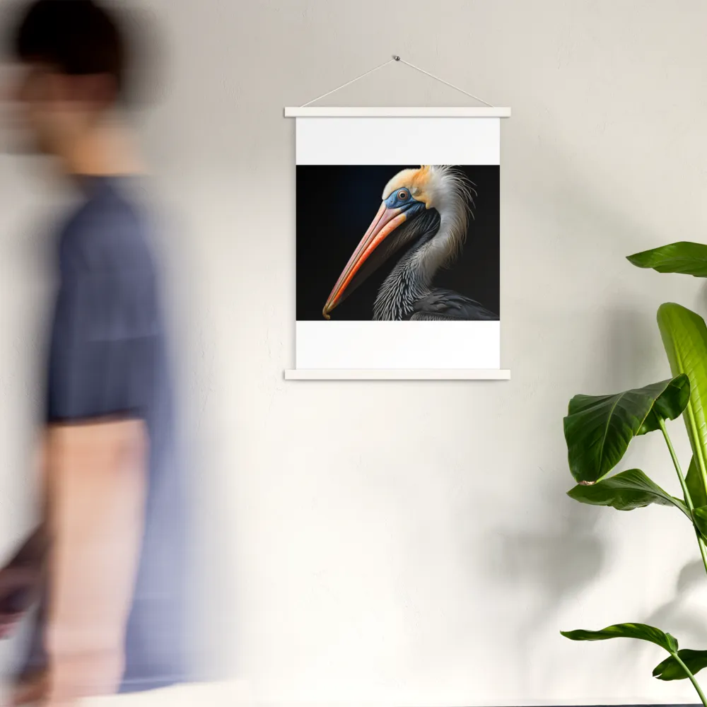 Majestic Portrait of a Pelican | Poster With White Wood Hanger | 18″×24″