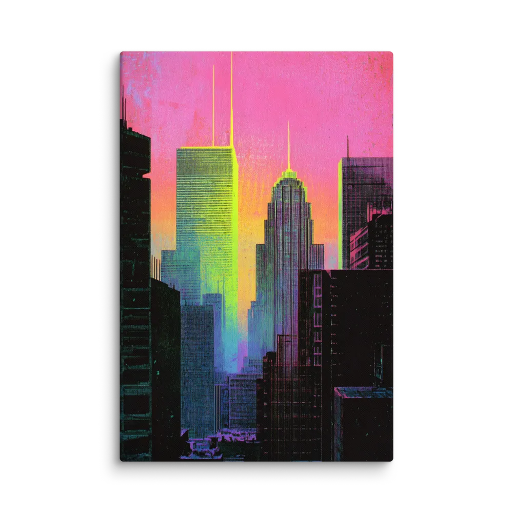 Neon Dreamscape: A Synthwave City | Canvas | 32″×48″