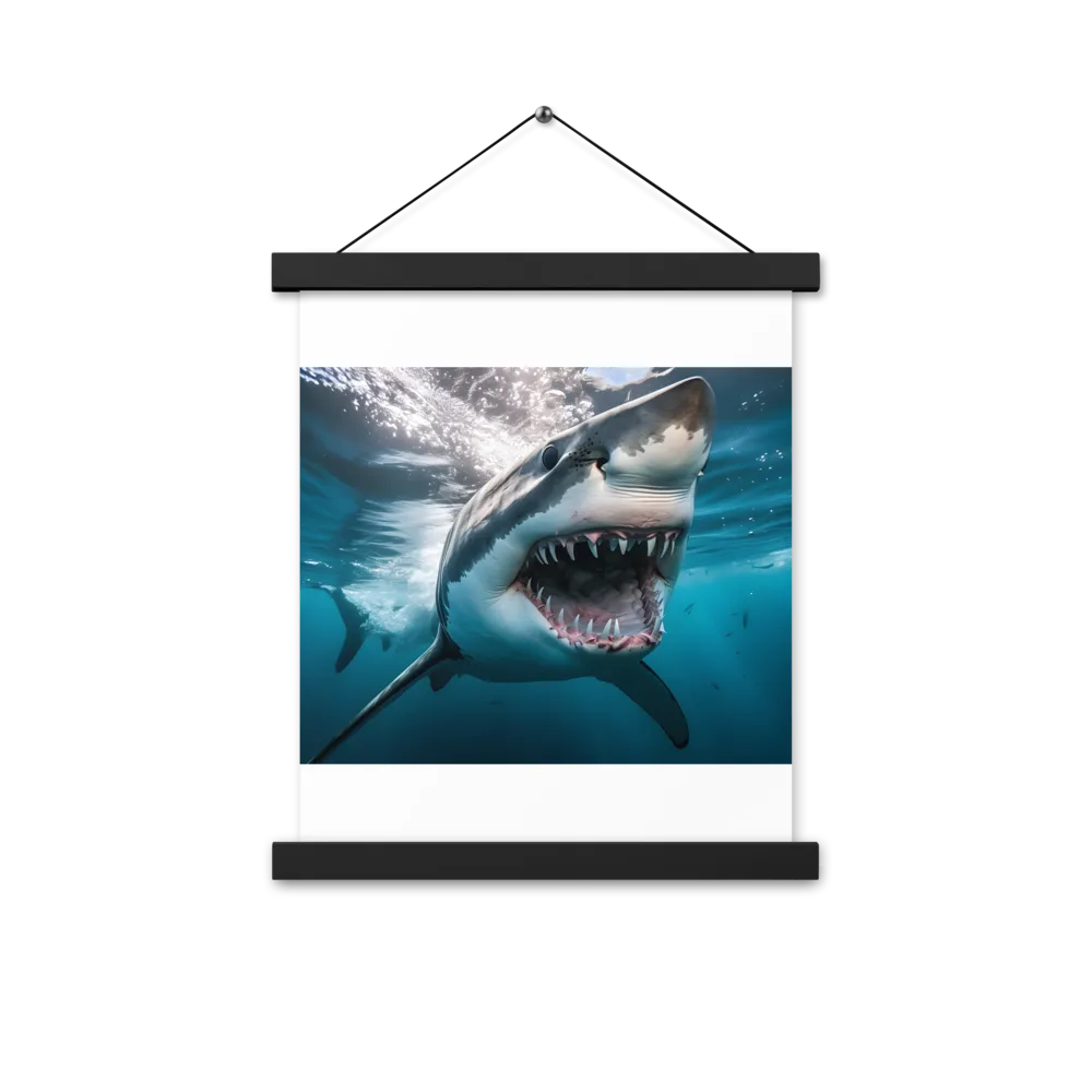 Majesty of the Ocean: The Great White Shark | Poster With Black Wood Hanger | 11″×14″