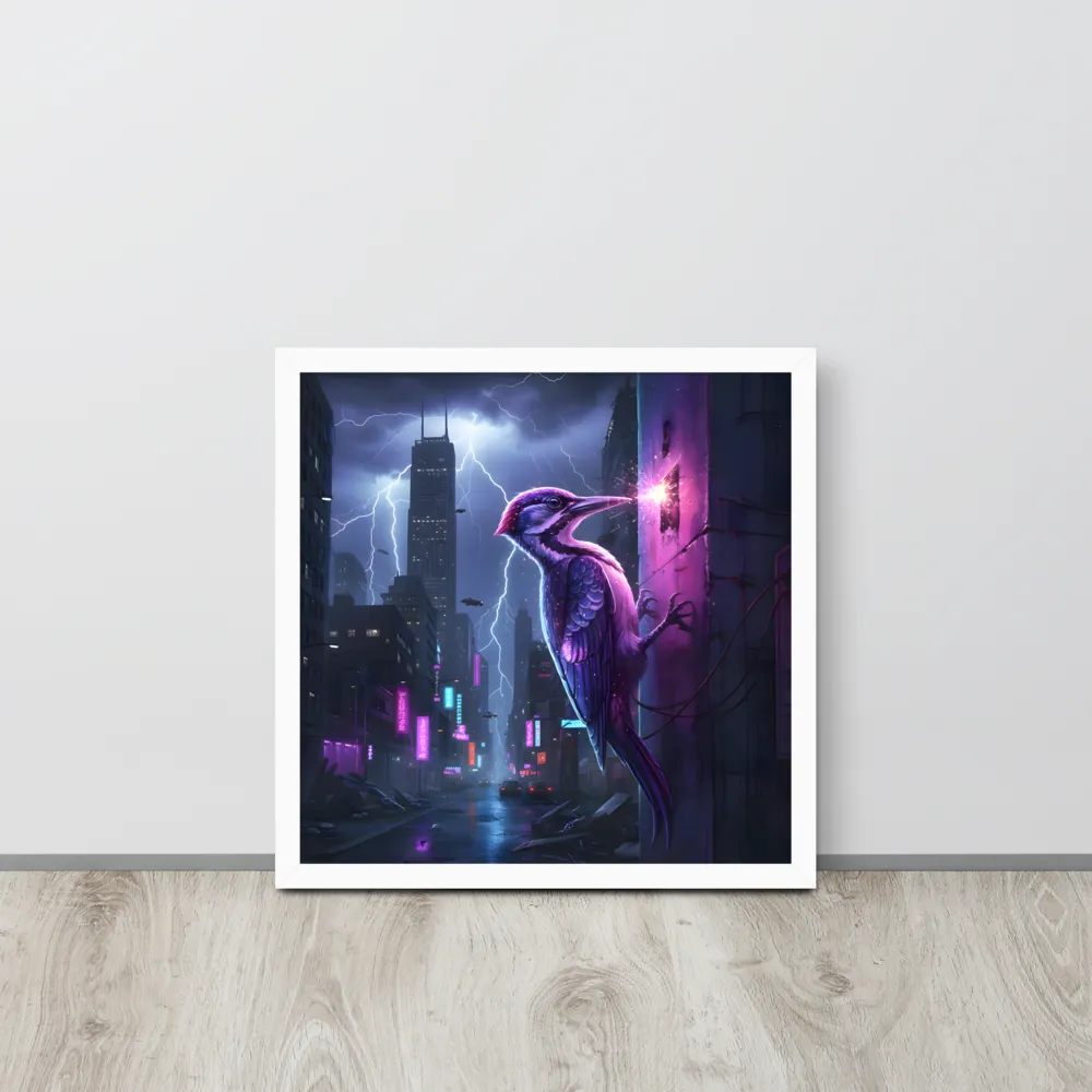 Neon Woodpecker 
 Poster with White Frame | 16″x 16″