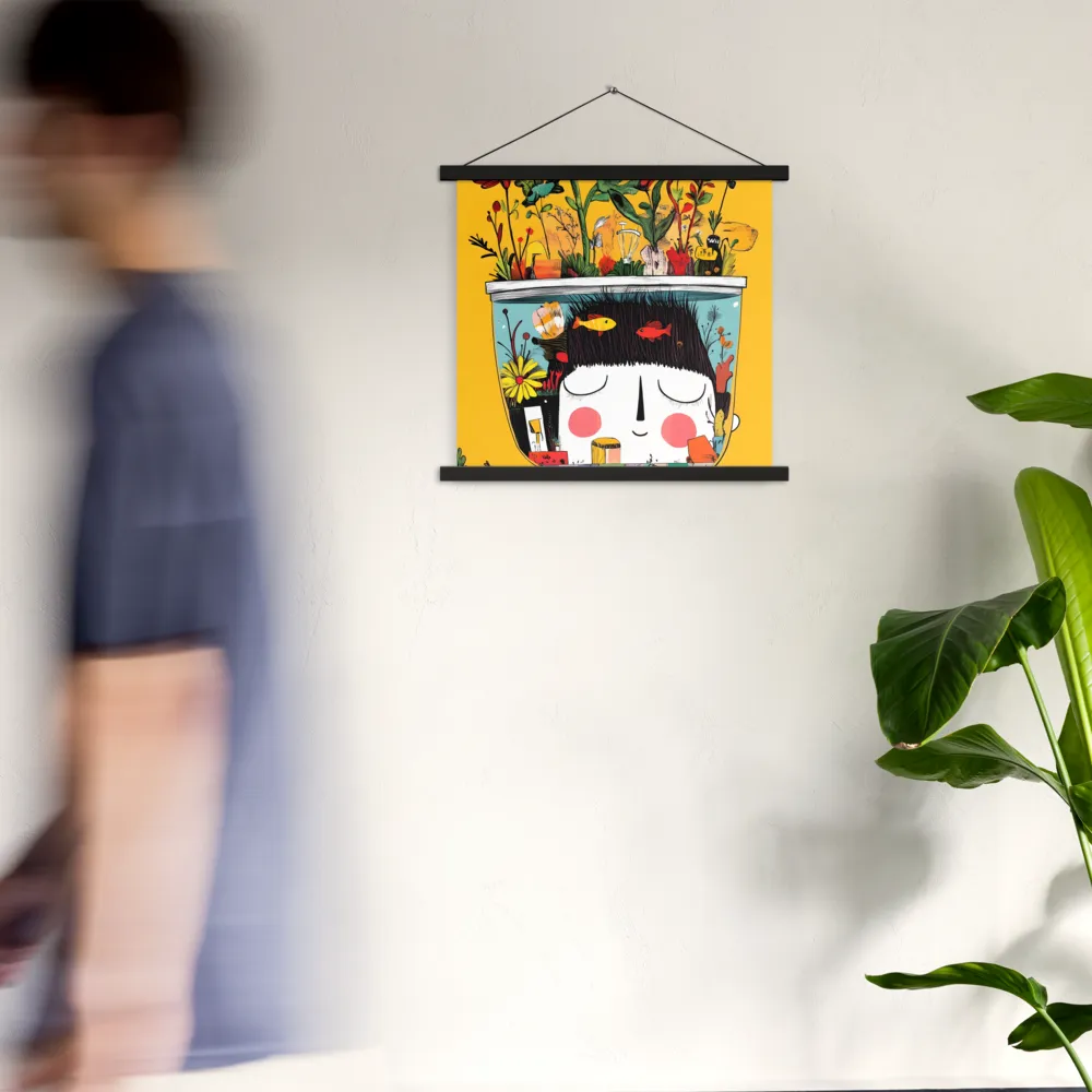 Whimsical Garden Head | Poster With Black Wood Hanger | 18″×18″