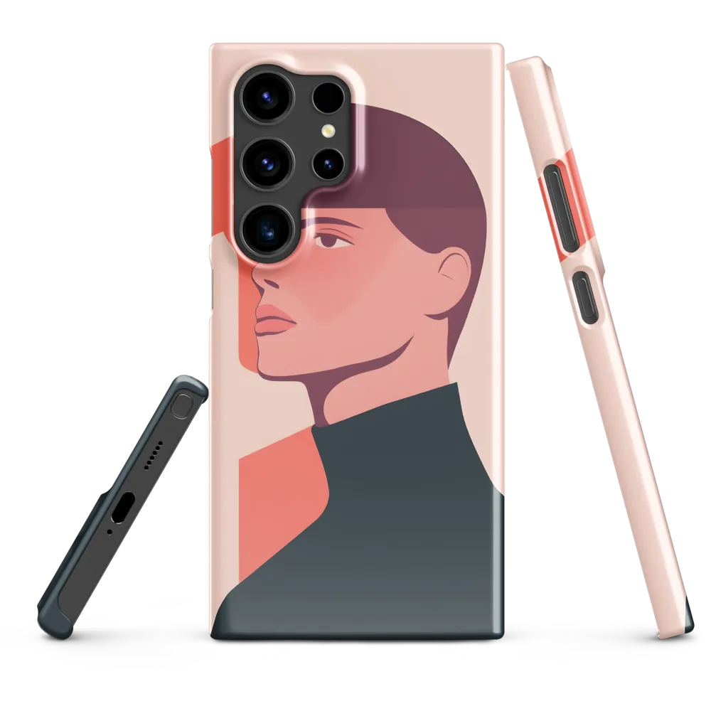 Contemplative Portrait in Minimalism | Phone Case |  S24 Ultra | Snap Case | Glossy