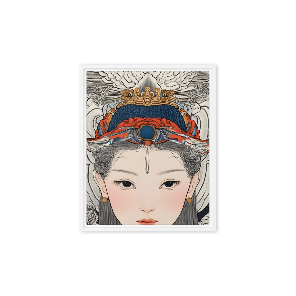 Serenity in Myth: A Traditional Portrait | Canvas with White Frame | 8″×10″