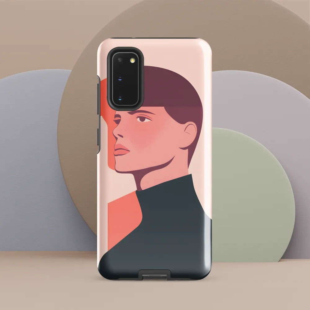 Contemplative Portrait in Minimalism | Phone Case |  S20 | Tough Case | Glossy