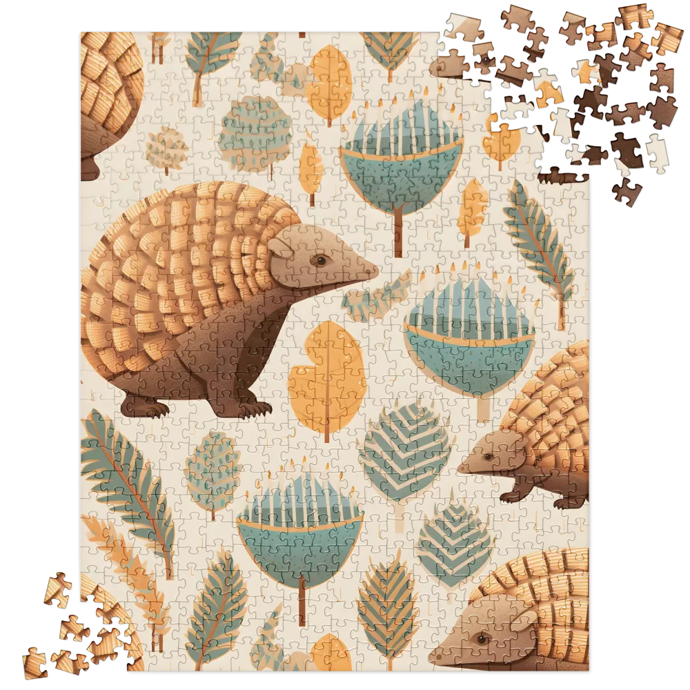 Pangolins in a Whimsical Habitat | Jigsaw Puzzle | 520 pieces