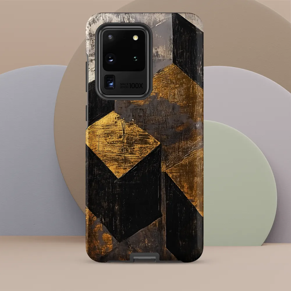 Geometric Harmony in Gold and Black | Phone Case |  S20 Ultra | Tough Case | Matte