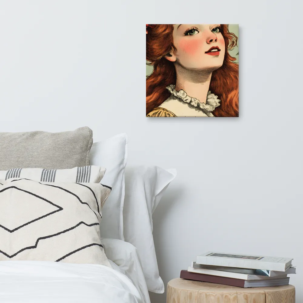 Whimsical Portrait of a Flower-Adorned Girl | Canvas | 16″×16″
