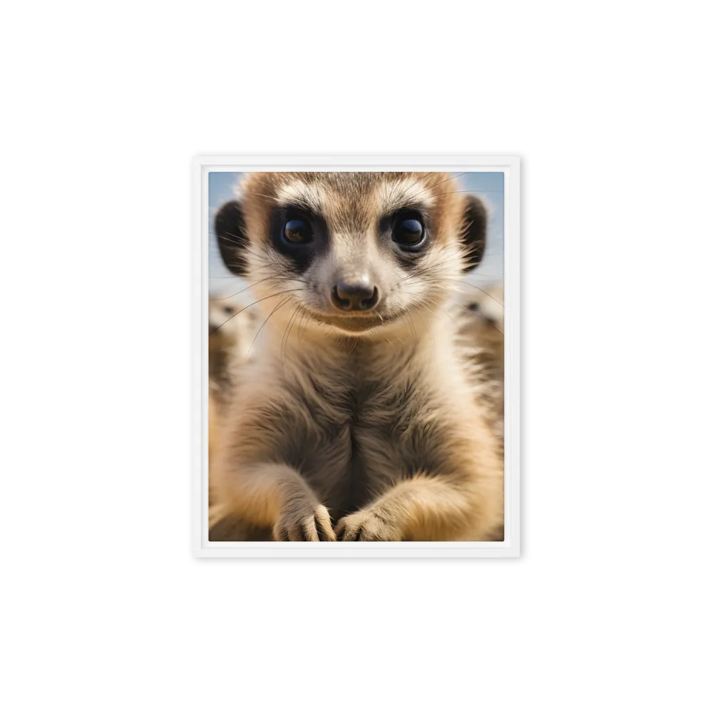 Curious Stance: The Meerkat's Gaze | Canvas with White Frame | 8″×10″