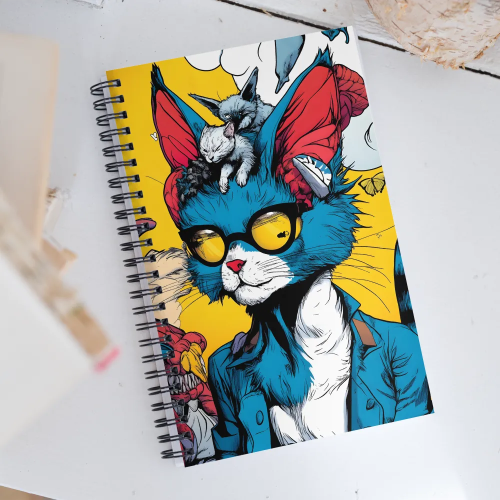 Whimsical Feline Coolness | Spiral Notebook