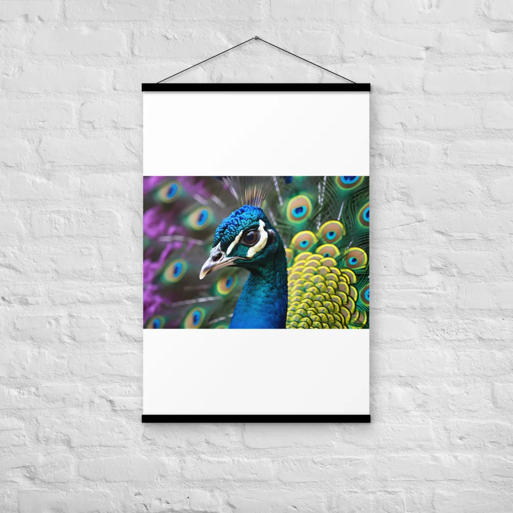 Regal Plumage: The Peacock's Splendor | Poster With Black Wood Hanger | 24″×36″
