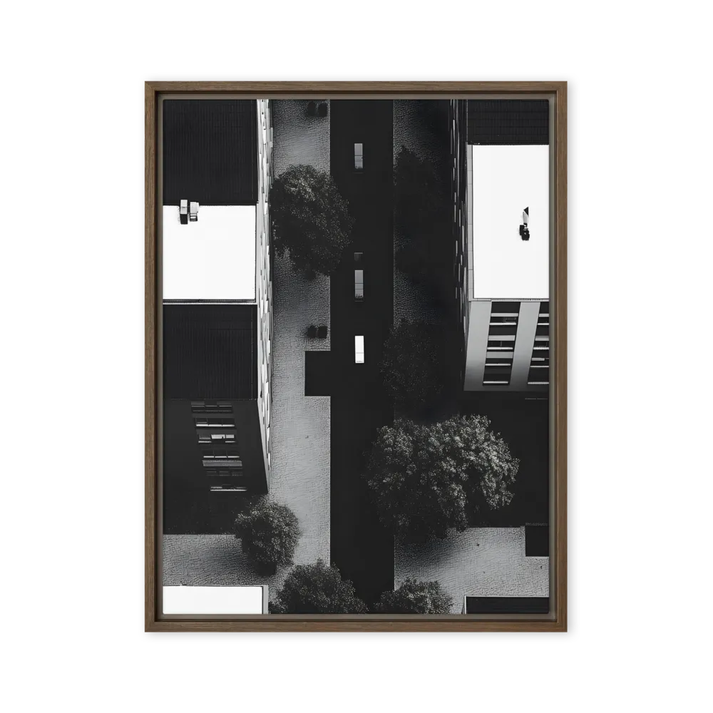Urban Serenity from Above | Canvas with Brown Frame | 24″×32″