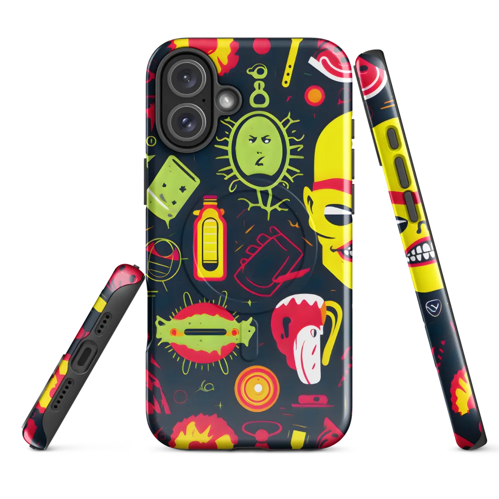 Neon Revelry: A Quirky Exploration of Modern Pop Art | Phone Case |  16 Plus | MagSafe® Tough Case | Glossy