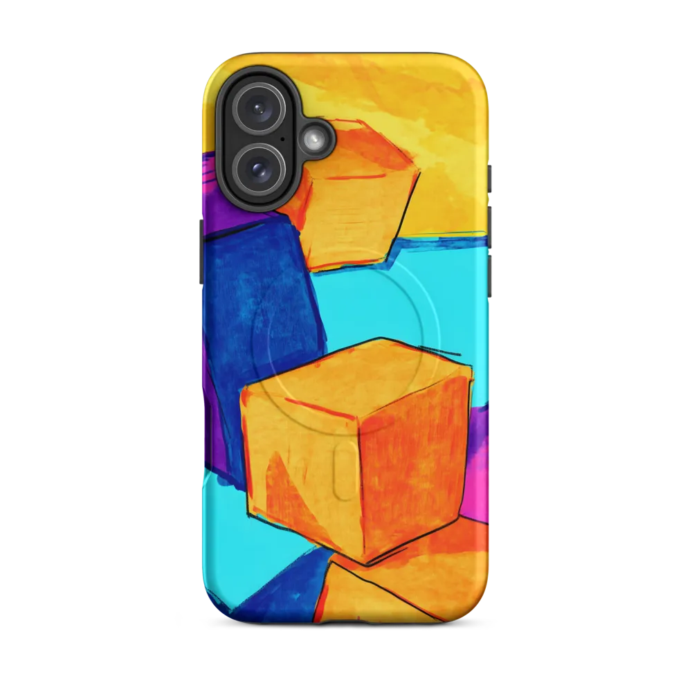 Playful Cubes in Vibrant Harmony | Phone Case |  16 Plus | MagSafe® Tough Case | Matte