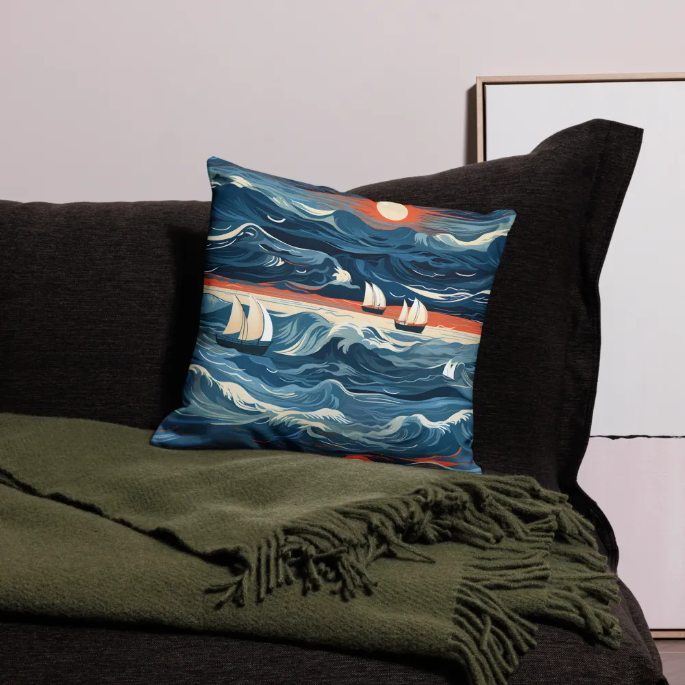 Ocean Whispers: A Voyage at Dusk | Pillow | 18″×18″