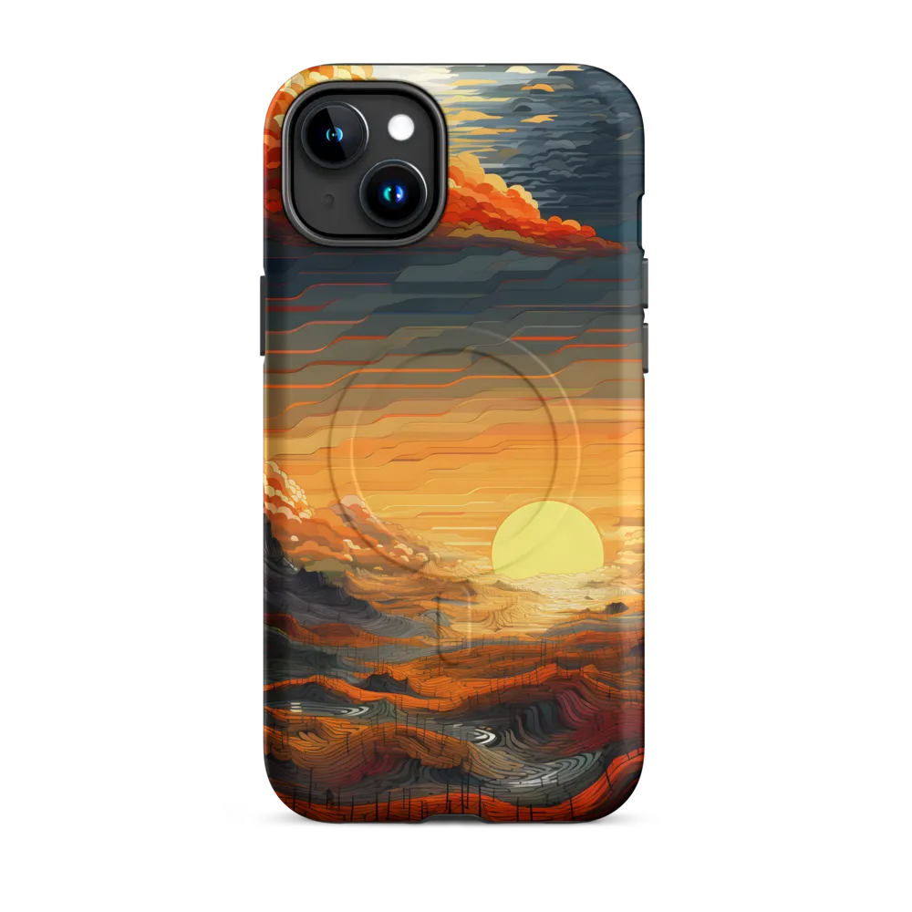 Ethereal Sunset: A Serene Landscape in Flowing Forms | Phone Case |  15 Plus | MagSafe® Tough Case | Matte