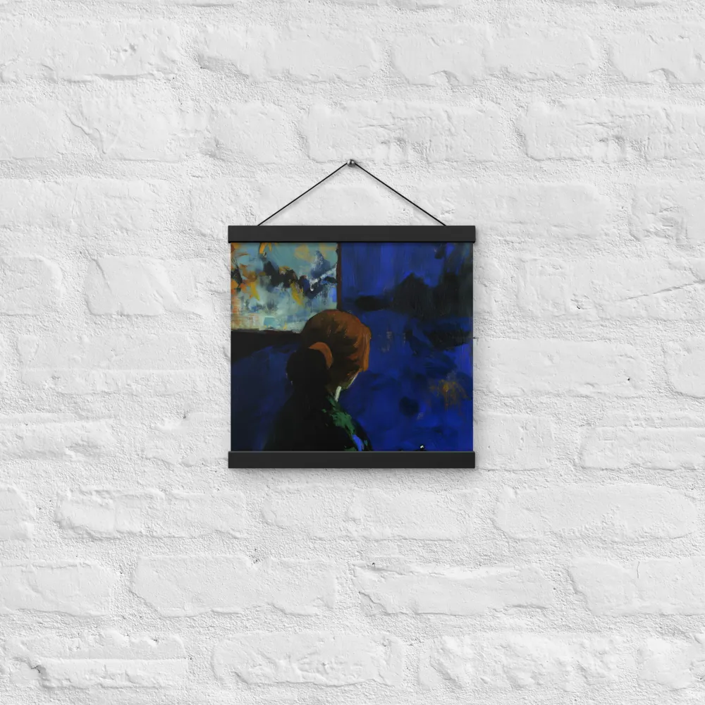 Contemplation Under the Night Sky | Poster With Black Wood Hanger | 12″×12″