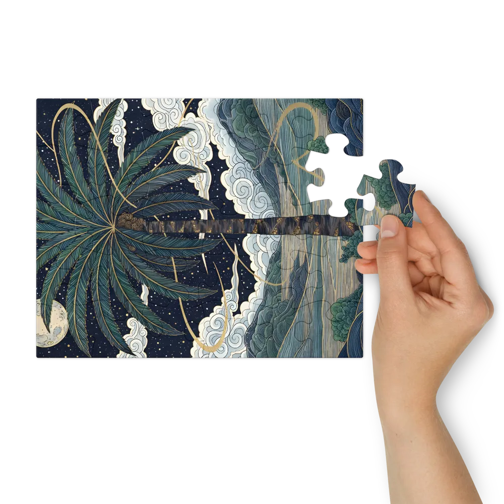 Moonlit Palm 
 Jigsaw Puzzle in Tin Box