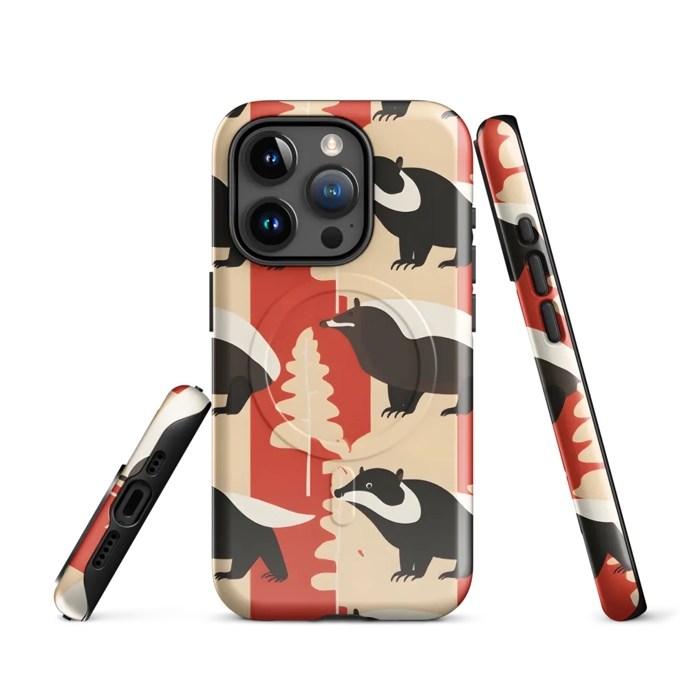 Wildlife Pattern: The Badger Tale | Phone Case |  15 Pro | MagSafe® Tough Case | Glossy