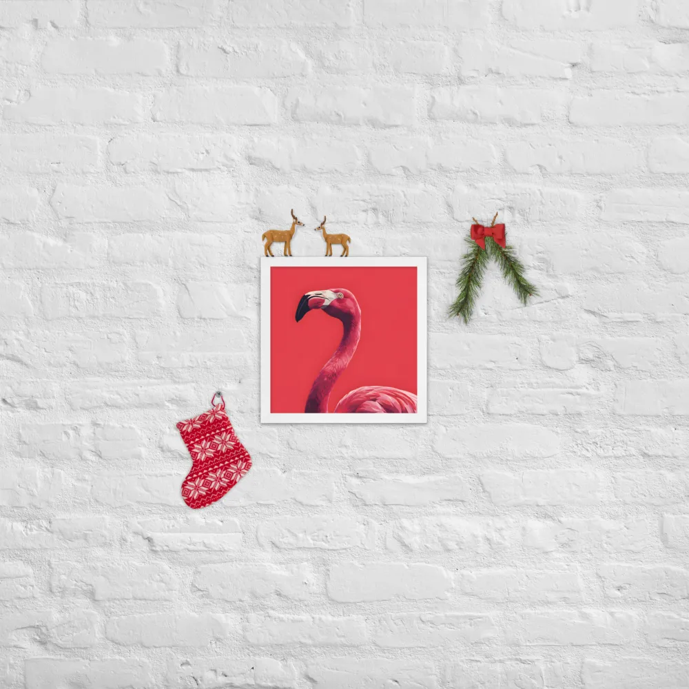 Crimson Flamingo 
 Poster with White Frame | 12″x 12″