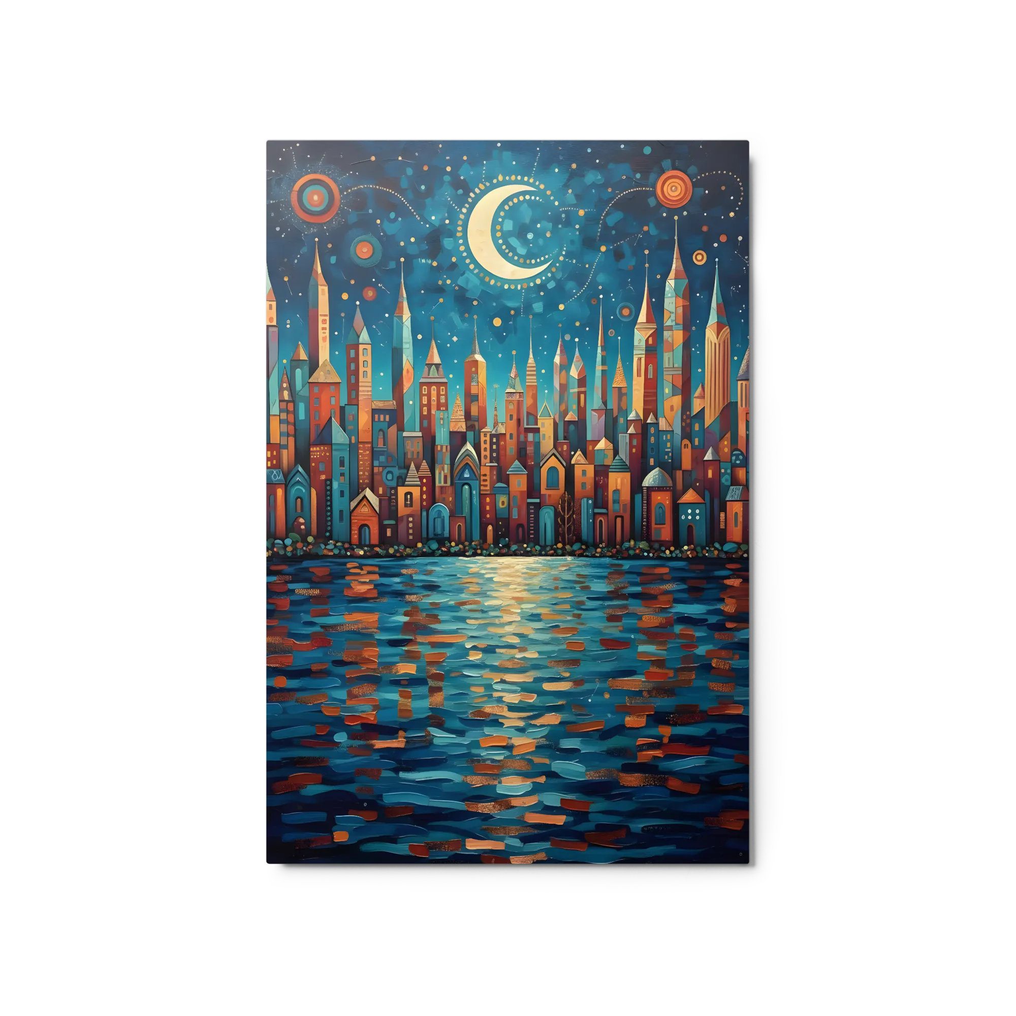 Fantastical Moonlit City 
 Metal Print | 20″x 30″