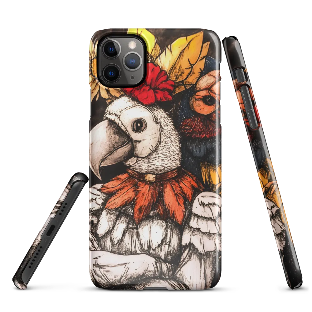 The Surreal Guardian: A Dance of Feathers and Flowers | Phone Case |  11 Pro Max | Snap Case | Glossy