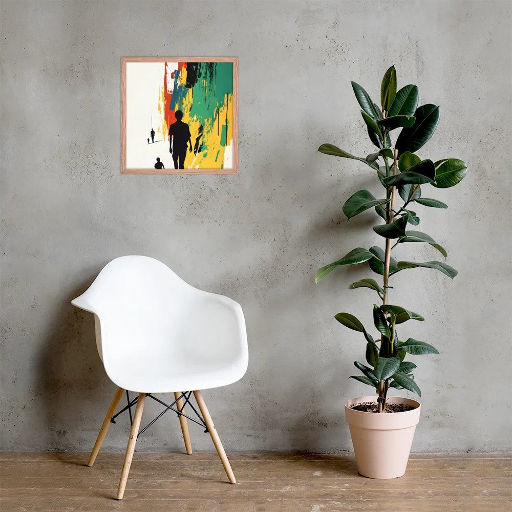 Journey of Silhouettes | Poster with Red oak Frame | 18″×18″