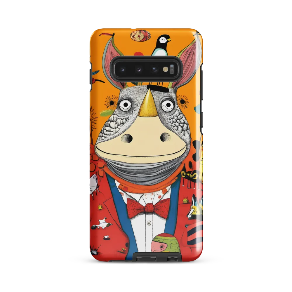 Whimsical Rhinoceros: A Playful Encounter | Phone Case |  S10 Plus | Tough Case | Glossy