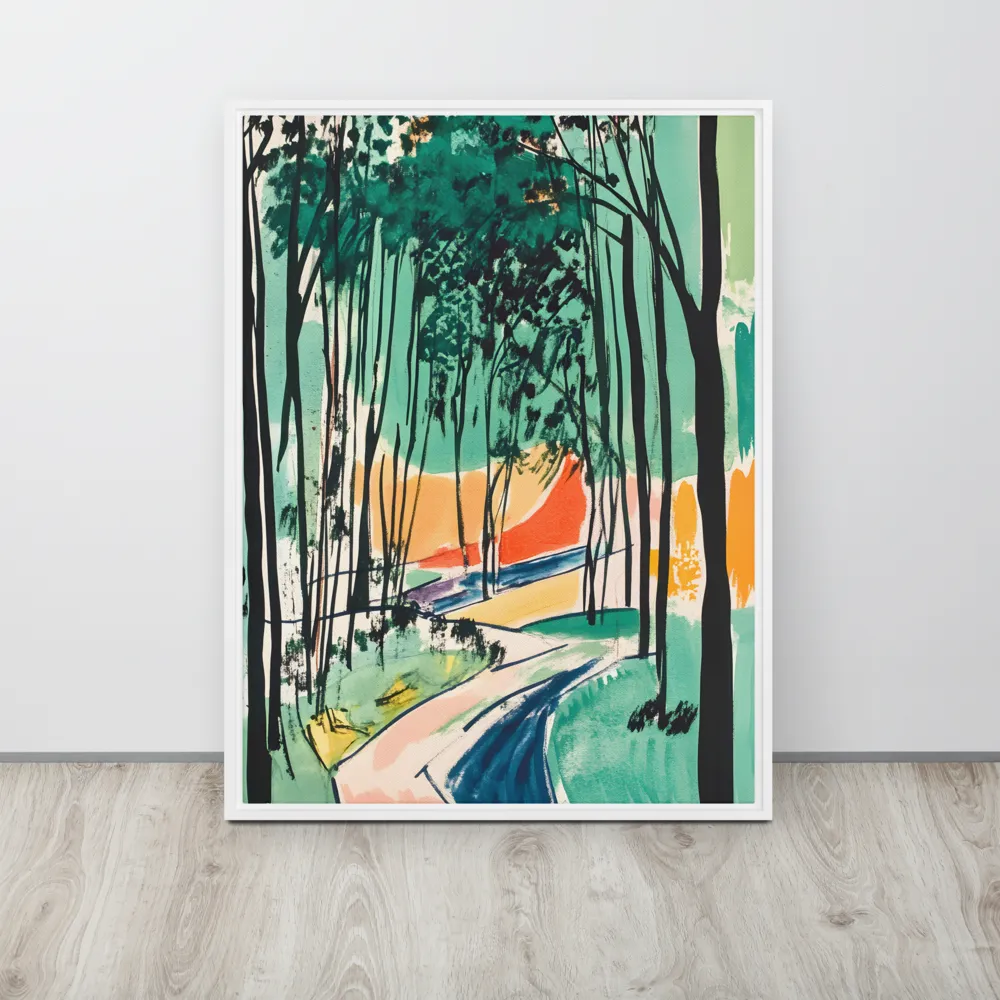 Winding Path Through the Forest | Canvas with White Frame | 24″×32″