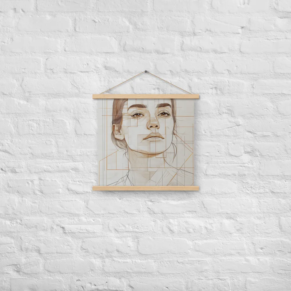 Geometric Serenity: A Minimalist Portrait | Poster With Oak Wood Hanger | 18″×18″