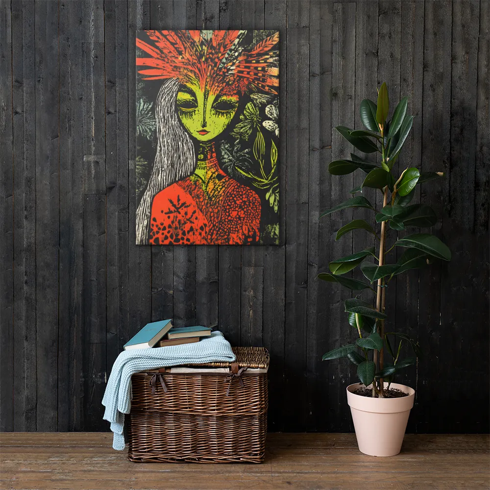 Mystical Flora: A Surreal Portrait | Canvas | 24″×36″