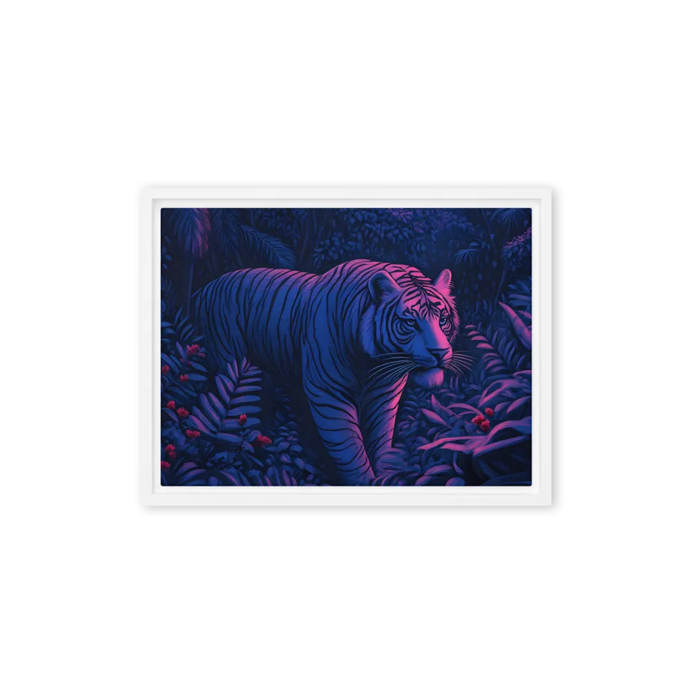 Mystic Prowler: The White Tiger in the Jungle | Canvas with White Frame | 12″×16″