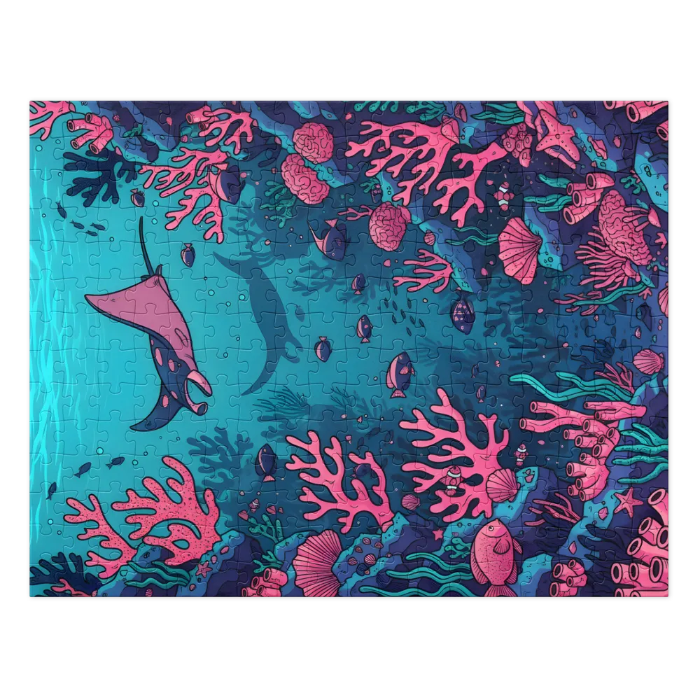 Manta Over Coral Garden 
 Jigsaw Puzzle in Tin Box