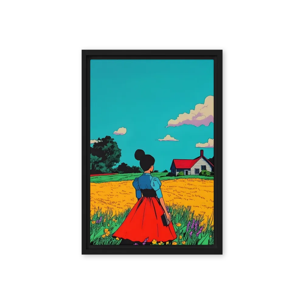 Whispers of a Sunlit Meadow | Canvas with Black Frame | 12″×18″