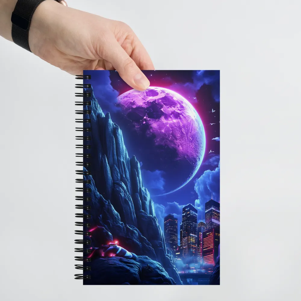 Celestial Dreams: A Futuristic Cityscape | Spiral Notebook