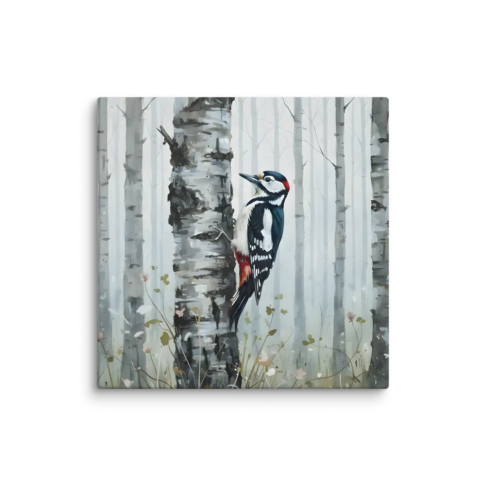 Woodpecker on Birch 
 Canvas | 18″x 18″