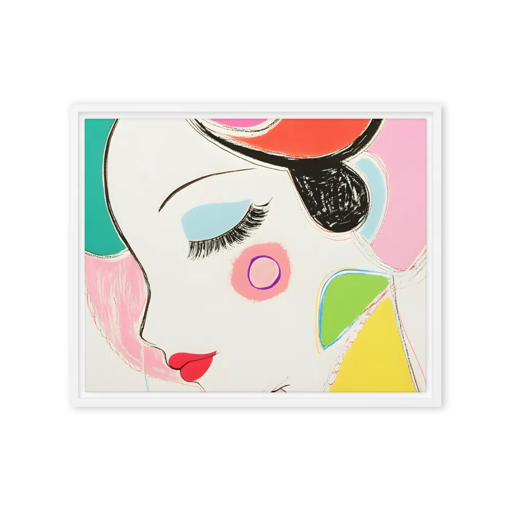 Whimsical Portrait in Colorful Abstraction | Canvas with White Frame | 16″×20″