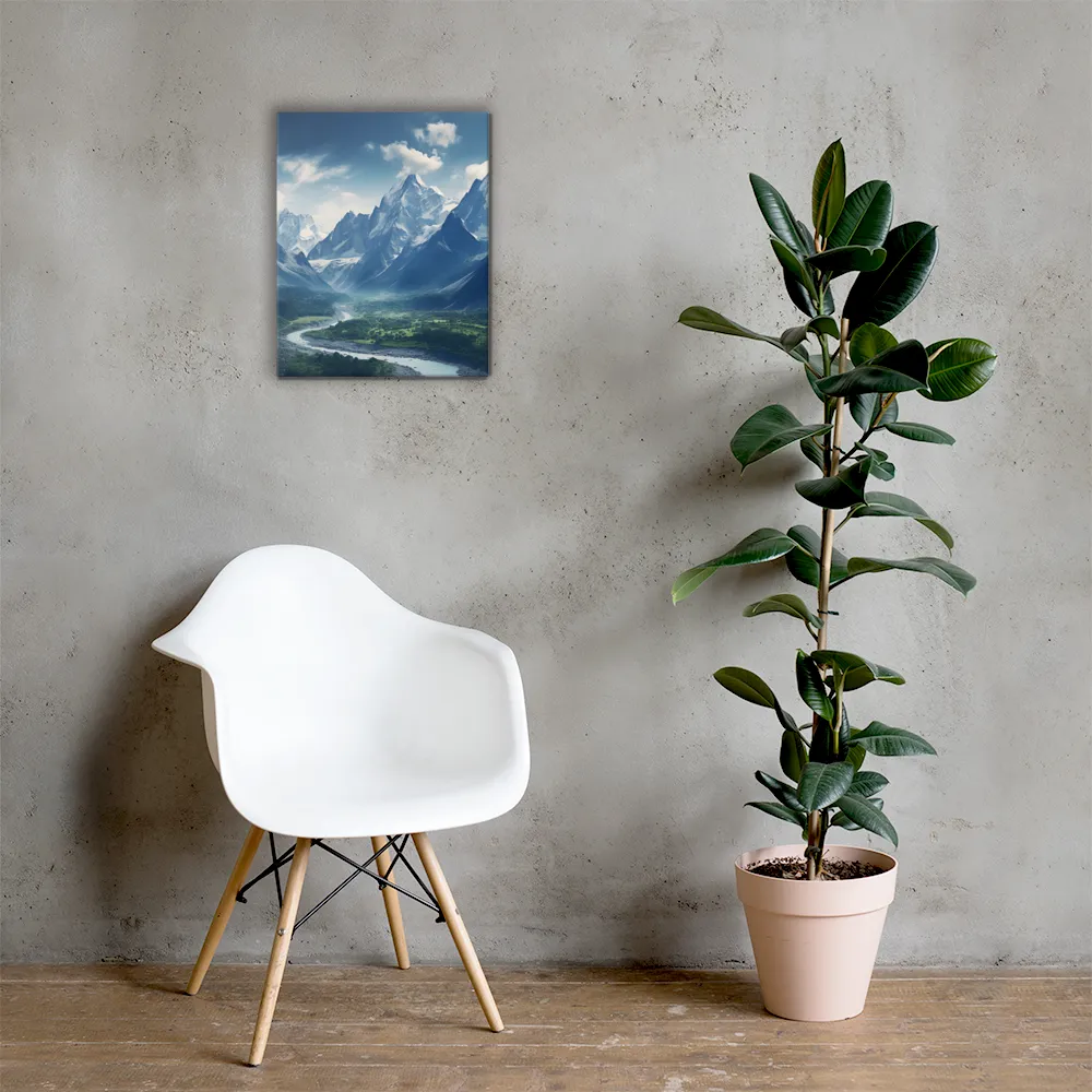 Majestic Serenity: A Landscape of Mountains and Rivers | Canvas | 16″×20″