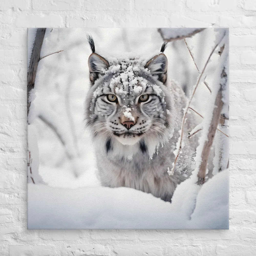 Whispers of Winter: The Lynx in Snow | Canvas | 37″×37″